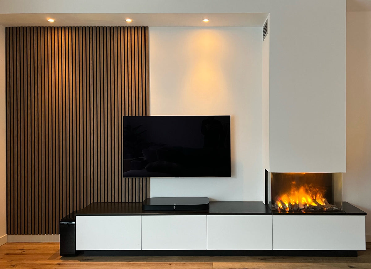 Akoestische Wandpanelen WALNOOT Eiken Lattenwand Met Vilt 260x60