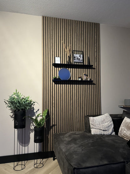 Akoestische Wandpanelen WALNOOT Eiken Lattenwand Met Vilt 260x60