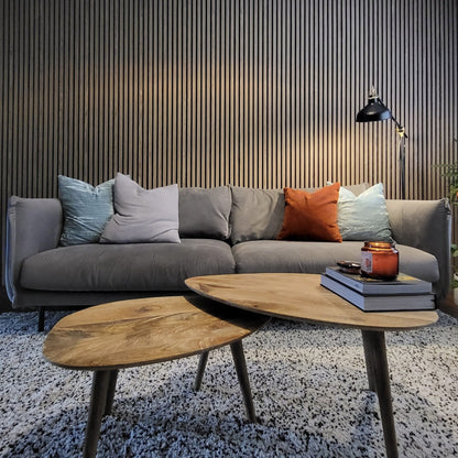Akoestische Wandpanelen WALNOOT Eiken Lattenwand Met Vilt 260x60