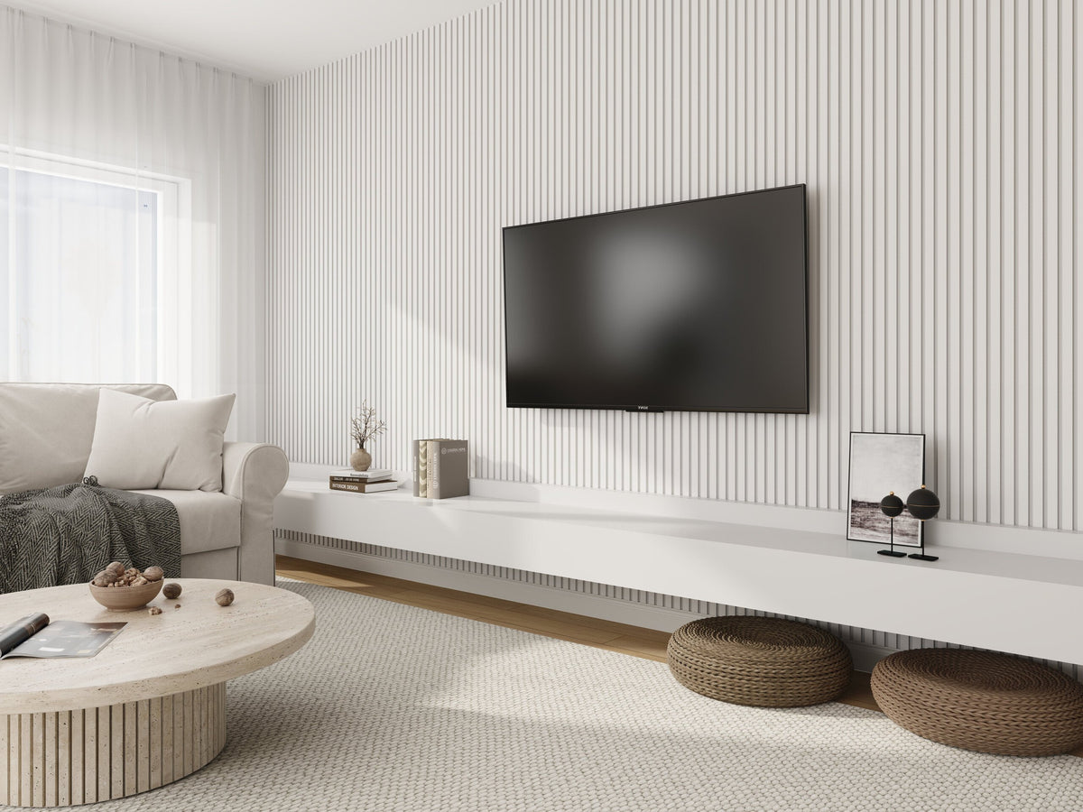 Akoestische Wand Panelen Lattenwand Met Witte Vilt 260×60 Cm