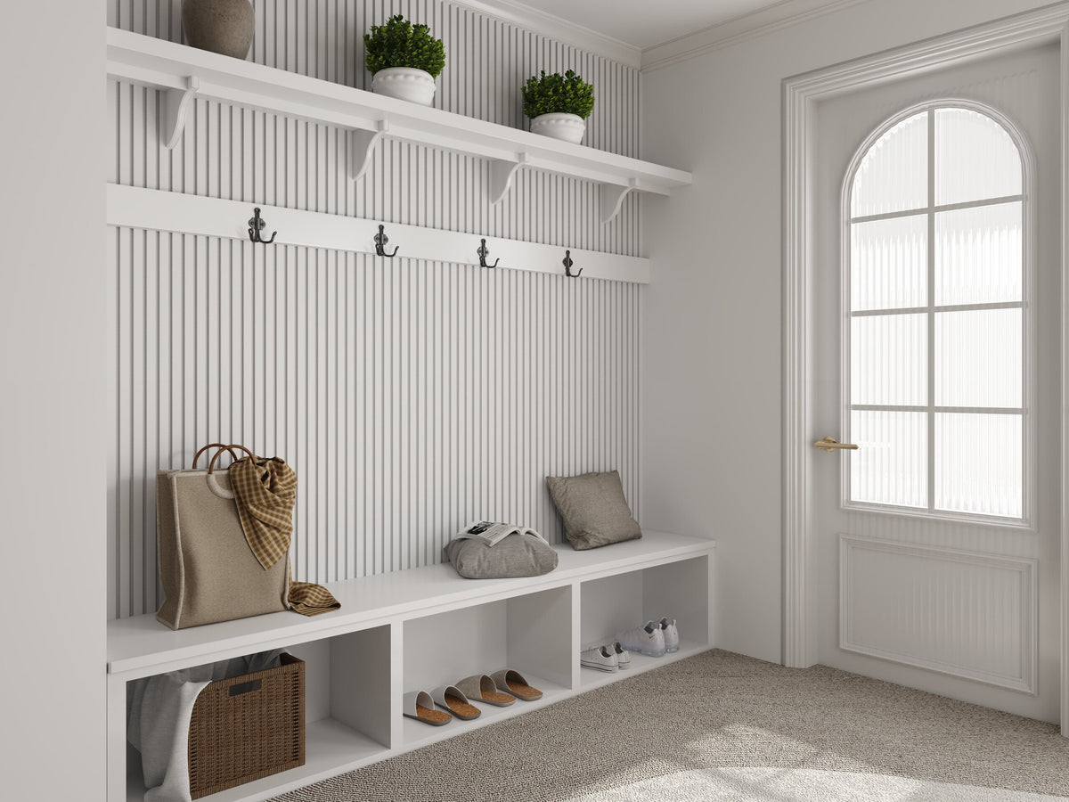 Akoestische Wand Panelen Lattenwand Met Witte Vilt 260×60 Cm