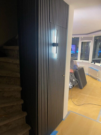 BLACK Oak acoustic wall panel slat wall with Felt - 260x60 cm