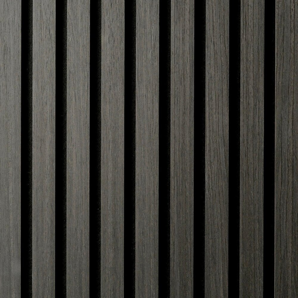 BLACK Oak acoustic wall panel slat wall with Felt - 260x60 cm