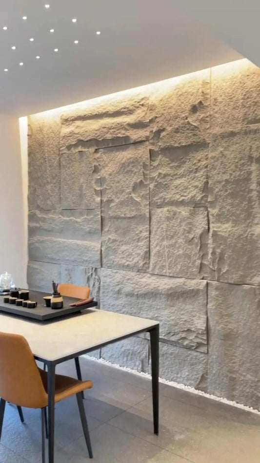 3D Rock Wall Panel | 60x120 cm | Beige/Marfil