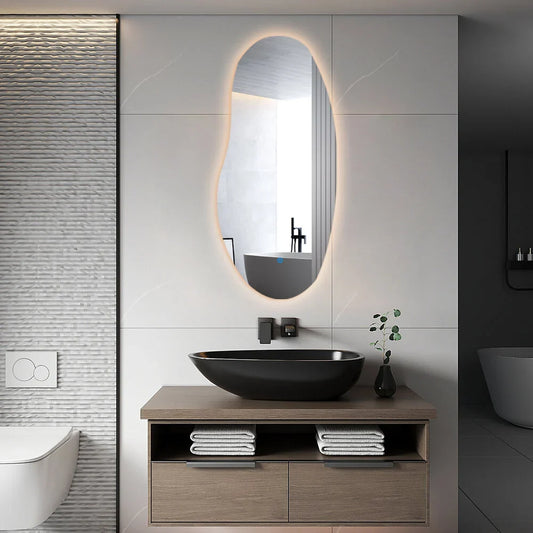 AURA Rimless toilet mirror / bathroom mirror with lighting - 45x100 cm