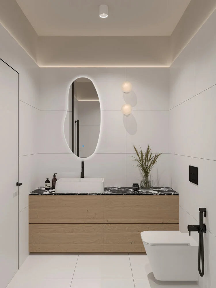 AURA Randloos toiletspiegel / badkamerspiegel met verlichting - 45x100 cm