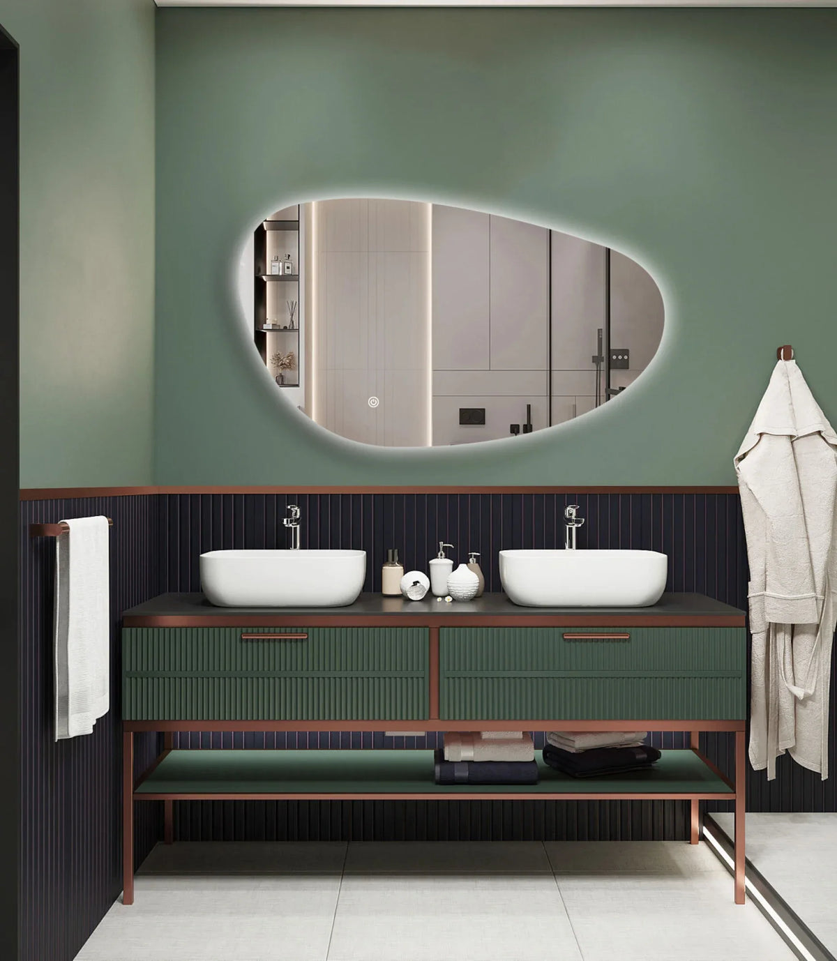NOVA Randloos toiletspiegel / badkamerspiegel met verlichting - 60 cm