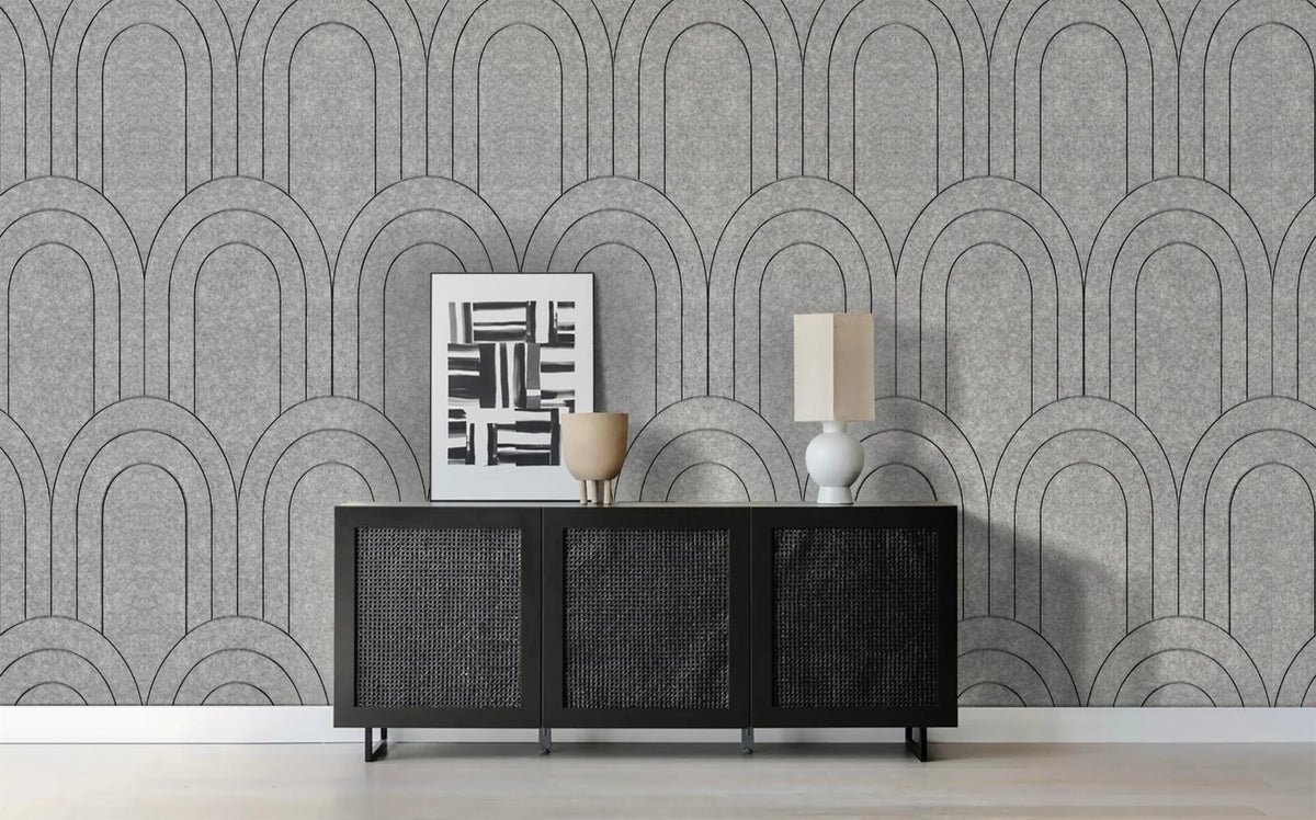 OPPIO Viltpaneel Licht Grijs - BAROK - 280x60 cm - Brandvertragend & Geluiddempend