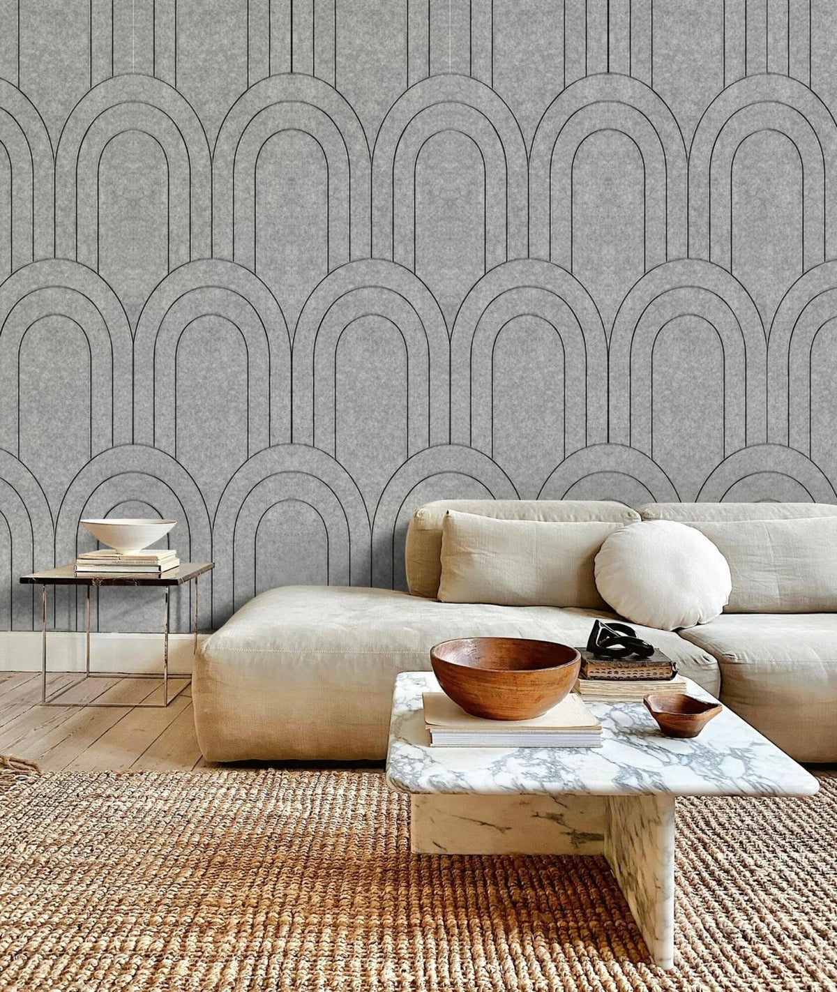 OPPIO Viltpaneel Licht Grijs - BAROK - 280x60 cm - Brandvertragend & Geluiddempend