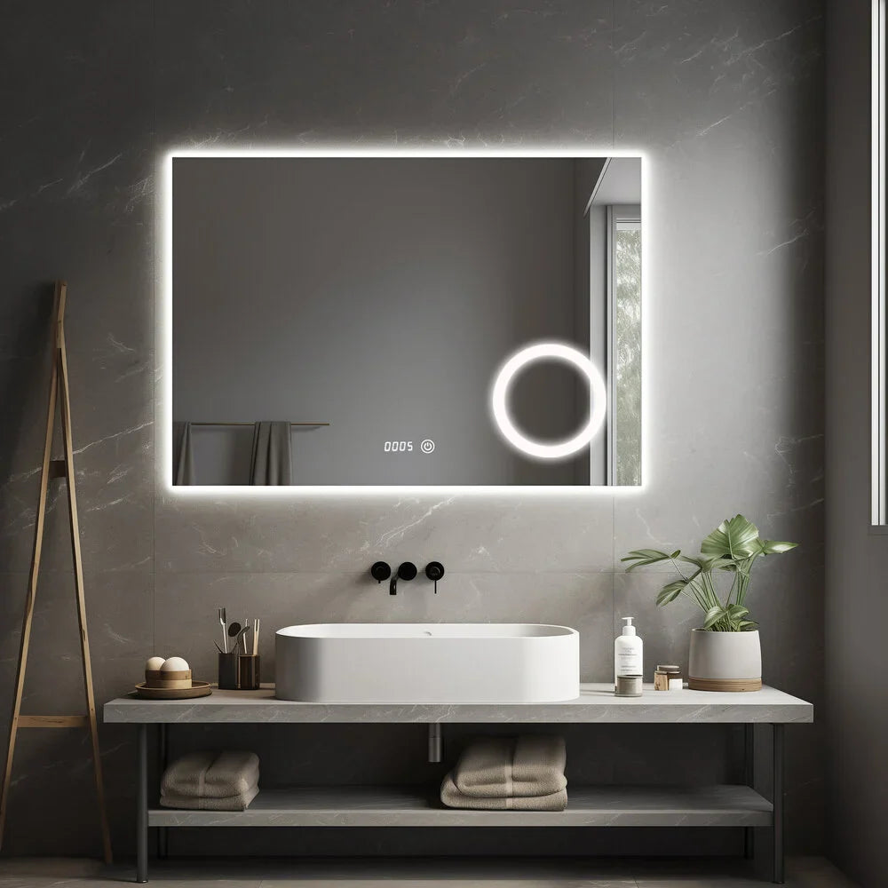 PRIMAR Frameless Bathroom Mirror with Lighting - 120x80 cm