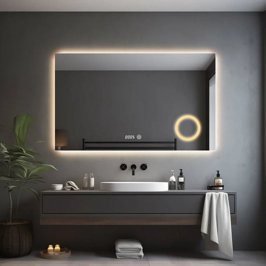 PRIMAR Frameless Bathroom Mirror with Lighting - 120x80 cm