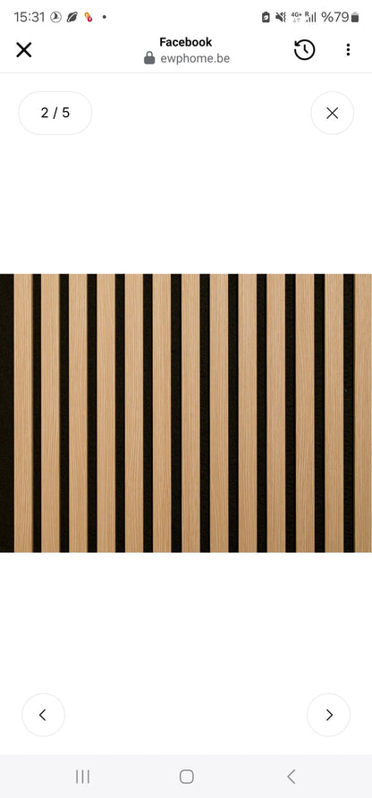 33€ Akoestische wandpaneel (Latten wanden)| 60x280×18cm | Eiken |TEAK 27 mm latten