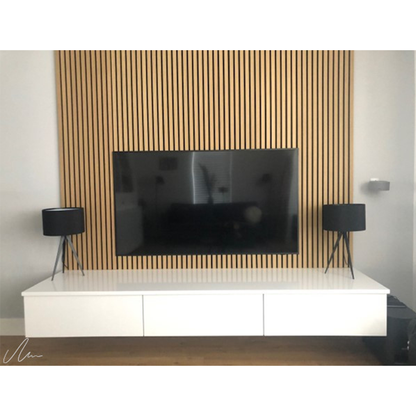 33€ Akoestische wandpaneel (Latten wanden)| 60x280×18cm | Eiken |TEAK 27 mm latten