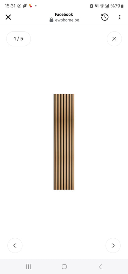 33€ Akoestische wandpaneel (Latten wanden)| 60x280×18cm | Eiken |TEAK 27 mm latten