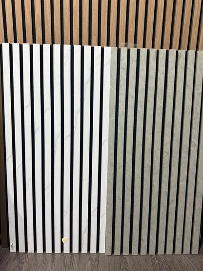 33€ Akoestische Wandpanelen Lattenwand Met Vilt – Gray Marmer 270×60 cm
