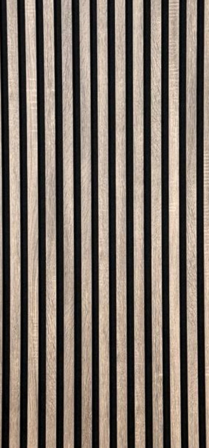 33€ lattenwand vergrijsd walnoot(Taupe)|270x60x18|akoestische wandpaneel met vilt