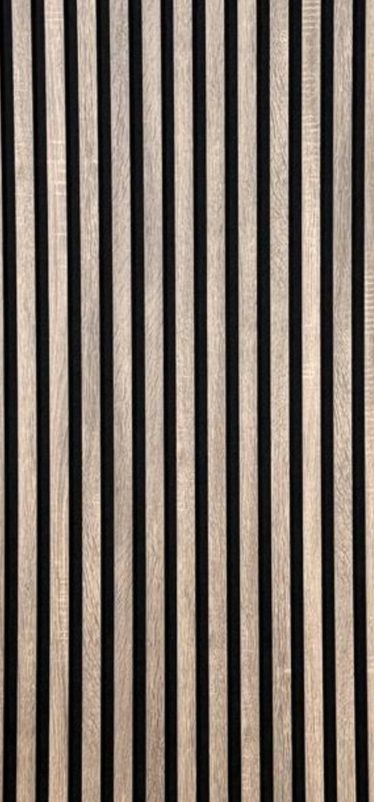 33€ lattenwand vergrijsd walnoot(Taupe)|270x60x18|akoestische wandpaneel met vilt