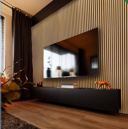 33€ Akoestische wandpaneel (Latten wanden)| 60x280×18cm | Eiken |TEAK 27 mm latten